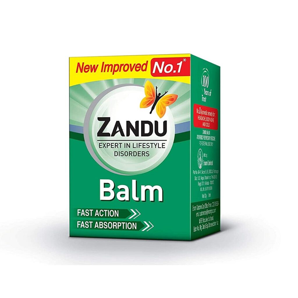 Zandu Balm (8 gm) For pain-relief, headaches, body aches and cold, muscle stiffness