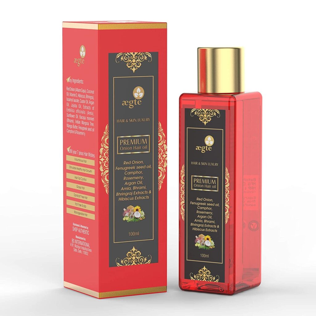 Aegte Organic Onion Hair Oil (100 ml) For Hair Growth And Hair Fall Control With Red Onion Extract