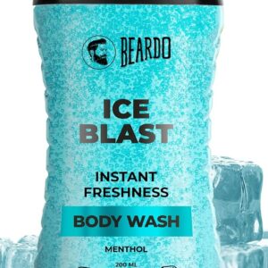 BEARDO Men’s Ice Blast Menthol Cooling Instant Icy Cool Freshness Heat Sweat Control Long Lasting Cool Refreshing Cool Kick With Menthol Cooling Body Wash- 200ml