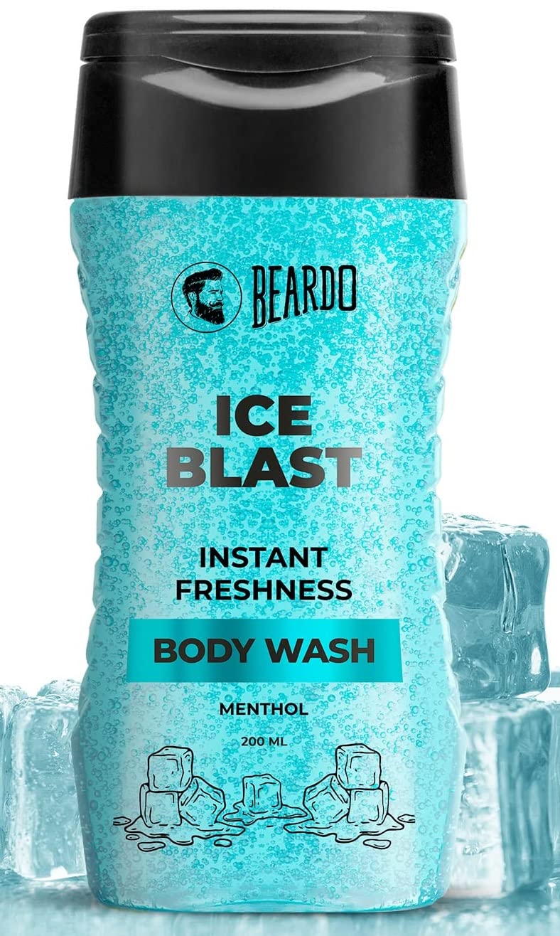 BEARDO Men’s Ice Blast Menthol Cooling Instant Icy Cool Freshness Heat Sweat Control Long Lasting Cool Refreshing Cool Kick With Menthol Cooling Body Wash- 200ml