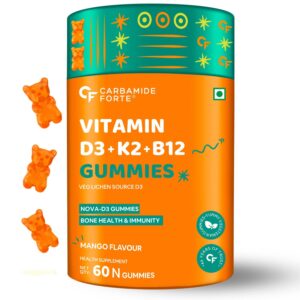 Carbamide Forte Vitamin D3 K2 B12 – Gummies for Women, Men & Kids – 60 Veg Gummies