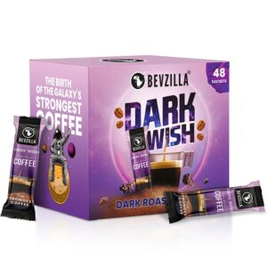 Bevzilla 48 Black Roast Coffee Sachets – (96 Grams) (Dark Wish Coffee) | Black Roast Rich & Dark Instant Coffee Powder | Strongest Coffee| Expresso, Cappuccino, Latte| Dark Wish Arabica Coffee | Bold & Intense| Premium Coffee| Makes (48 Cups)