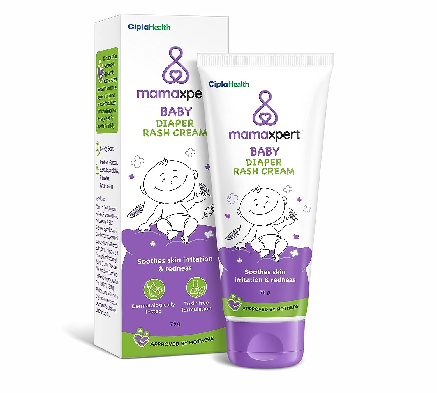 Cipla Mamaxpert Baby Diaper Rash Cream, Made by Experts, Approved by Mothers 75gm