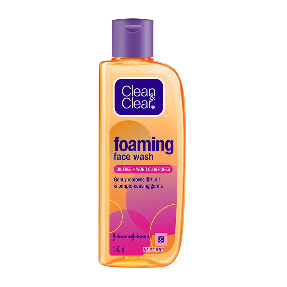 Clean & Clear Foaming Face Wash For Oily Skin, 150ml For Removing excess oil, pimples