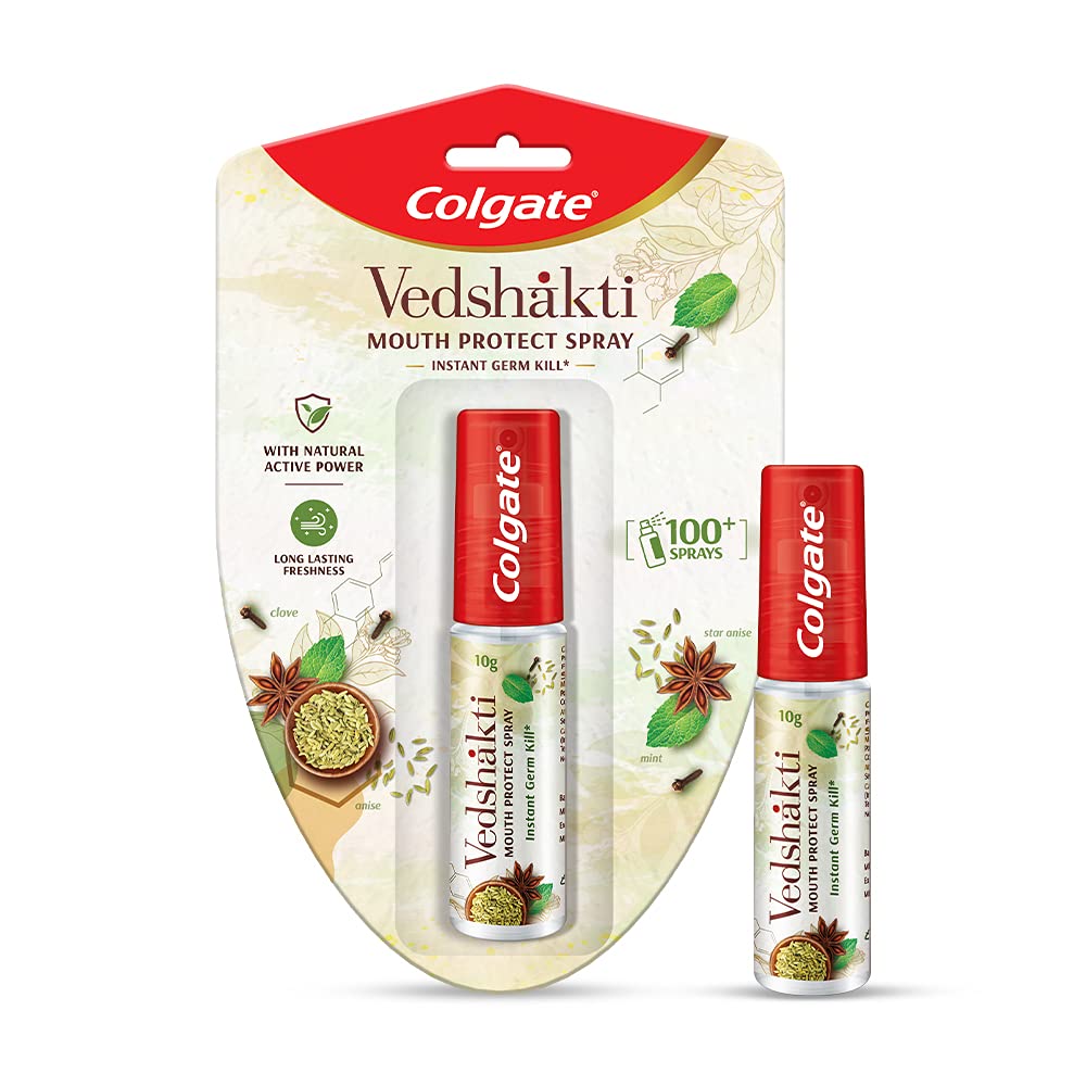 Colgate Vedshakti Mouth Protect Spray – 10gm For controlling germ build-up, long-lasting freshness with its minty saunf flavour