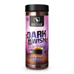 Bevzilla 200 Gram Classic Black Roast Strong Coffee(Dark Wish) | Make 100 Cups | Dark Wish Rich & Dark Instant Coffee Powder | Bold & Intense| Premium Coffee | 100% Arabica Coffee| Espresso, Cappuccino, Latte| High Caffeine
