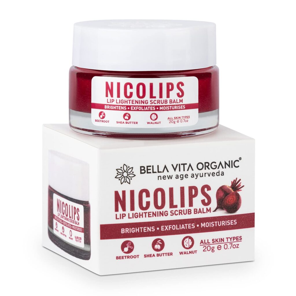 Bella Vita Organic NicoLips Lip Scrub Balm – 20 g For Dark Lips for Men and Women Dry Lips / Smoker / Chapped Lip