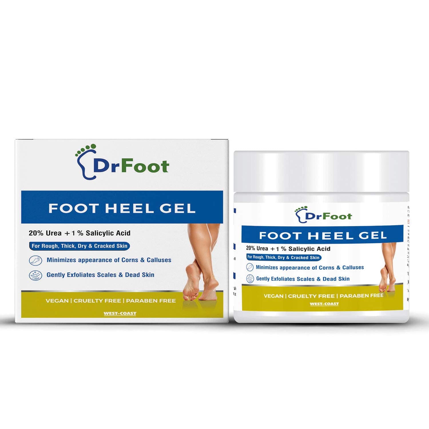 Dr Foot, Foot Heel Gel 20% Urea and 1% Salicylic Acid Moisturizes Callus Cracked Rough Dry Dead Skin and Corns Softens Thick Painful Nails – 100gm